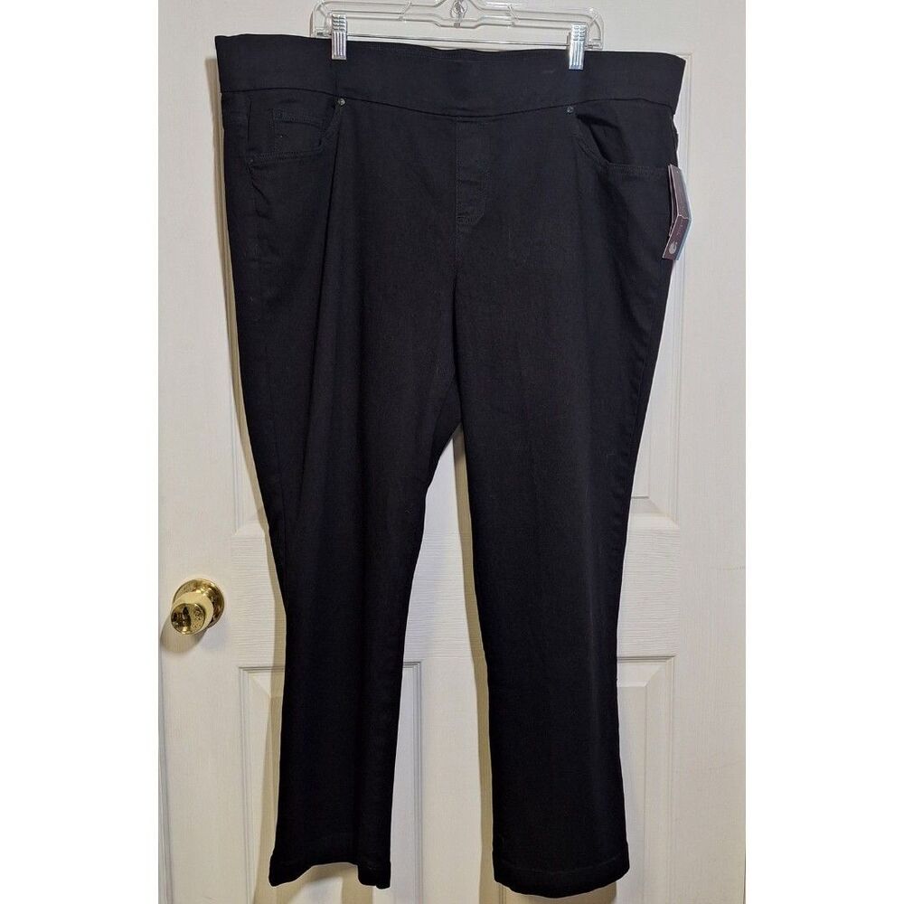 Gloria Vanderbilt Black Denim Avery Pull On Straight Leg Jeans Size 22W Short